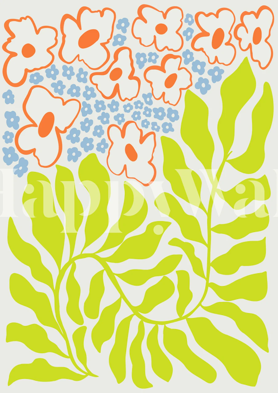 Blooms & Fern wallpaper design in a room
