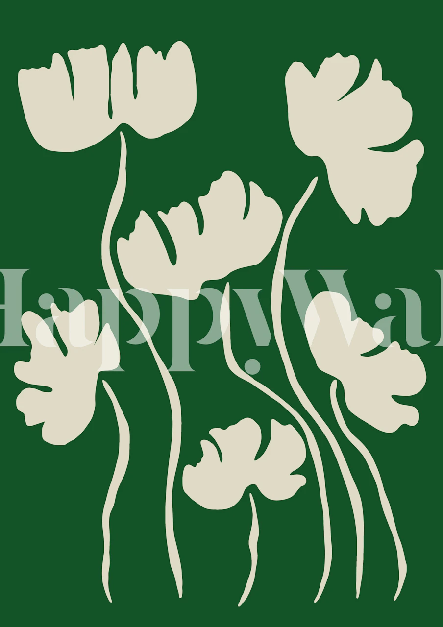 Magical green floral wallpaper in a room