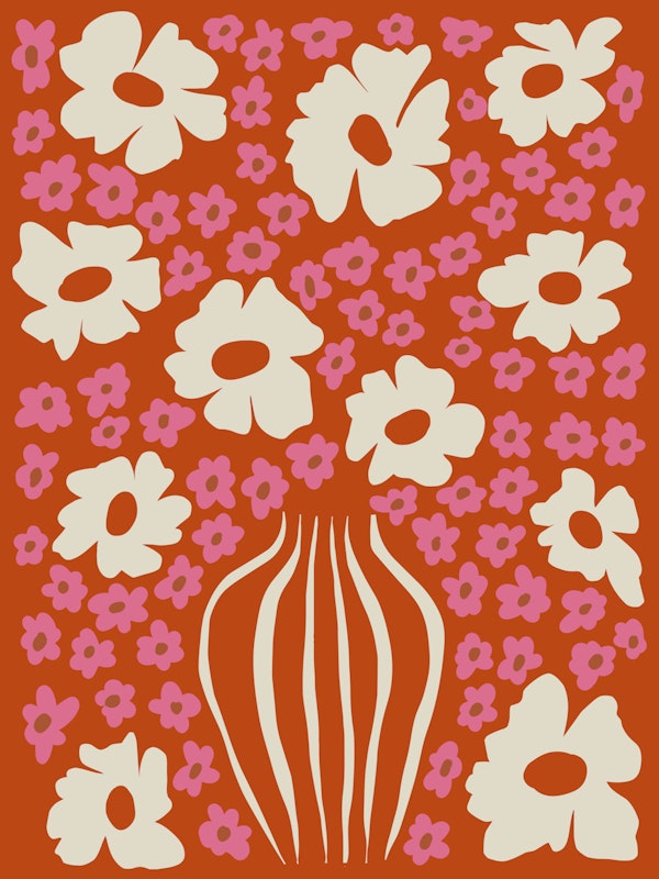 Flower-pot in orange and pink