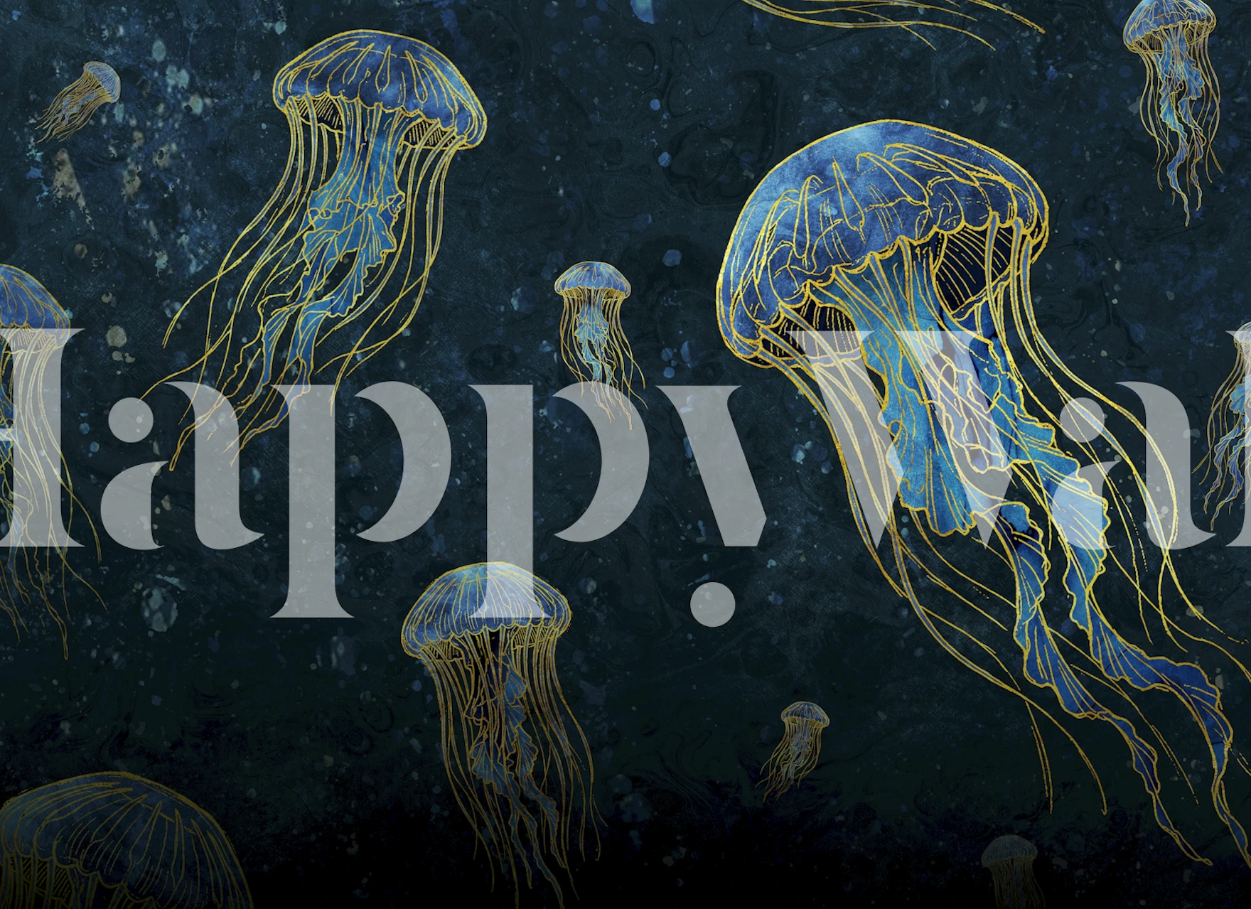 Golden Tide Jellyfish wallpaper in a room