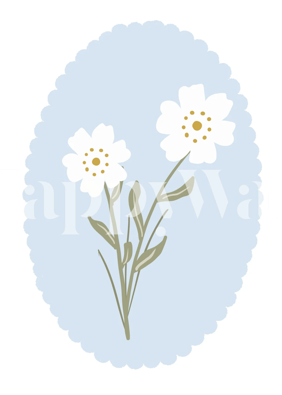 Scandi Daisy Tapete in einem Raum