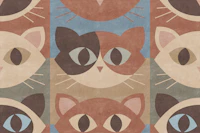 Mid Mod Feline Faces - medium wallpaper
