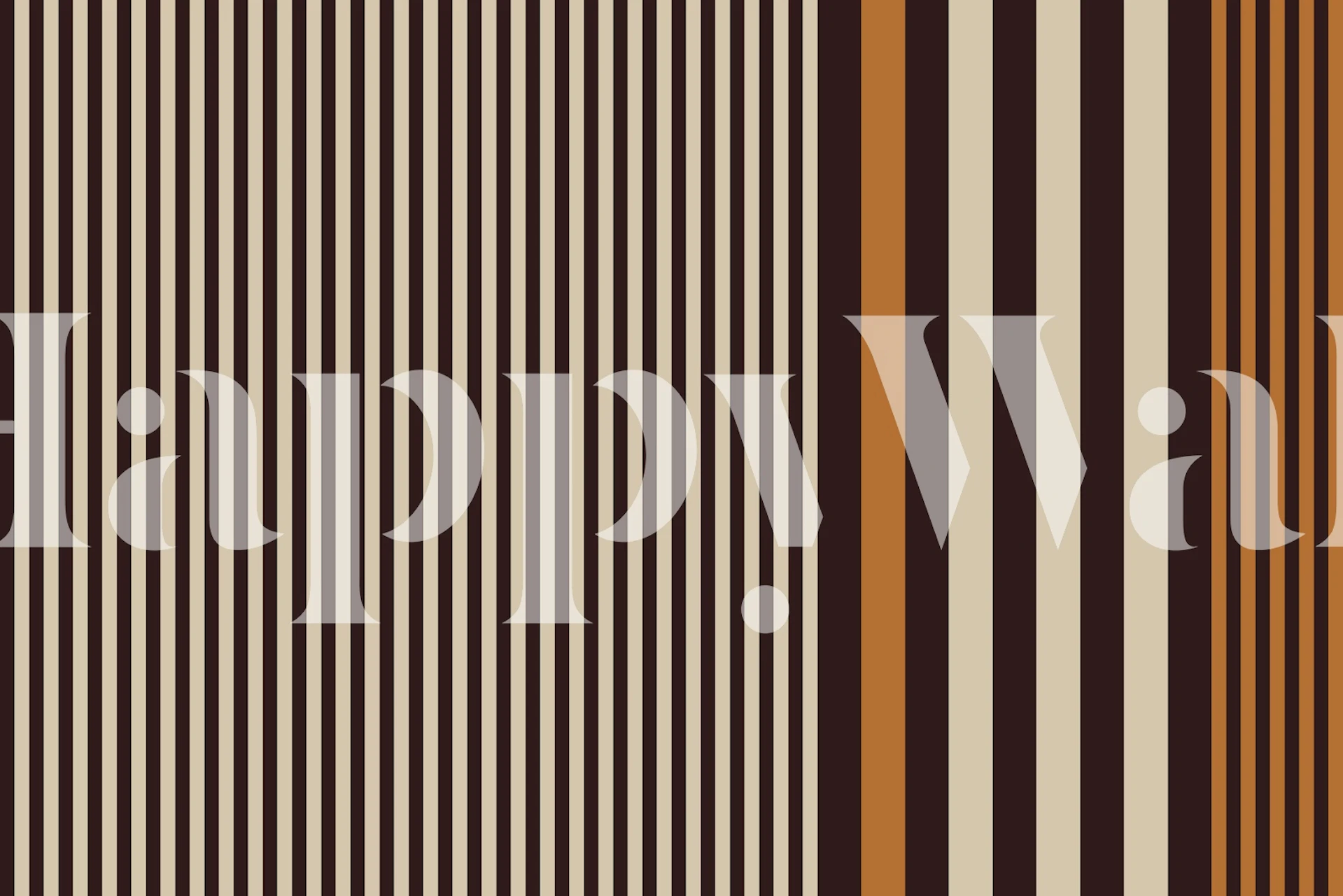 Mid-century brown and orange striped wallpaper