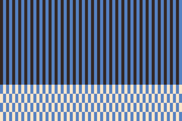 Geometric dual stripes block - blue & black
