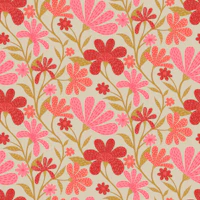 Bright Boho Floral Garden Pink Red Gold wallpaper