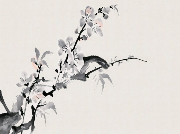 Ink Cherry Blossom Branch