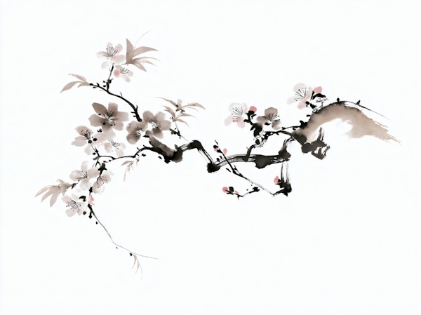 Zen Ink Cherry Blossoms