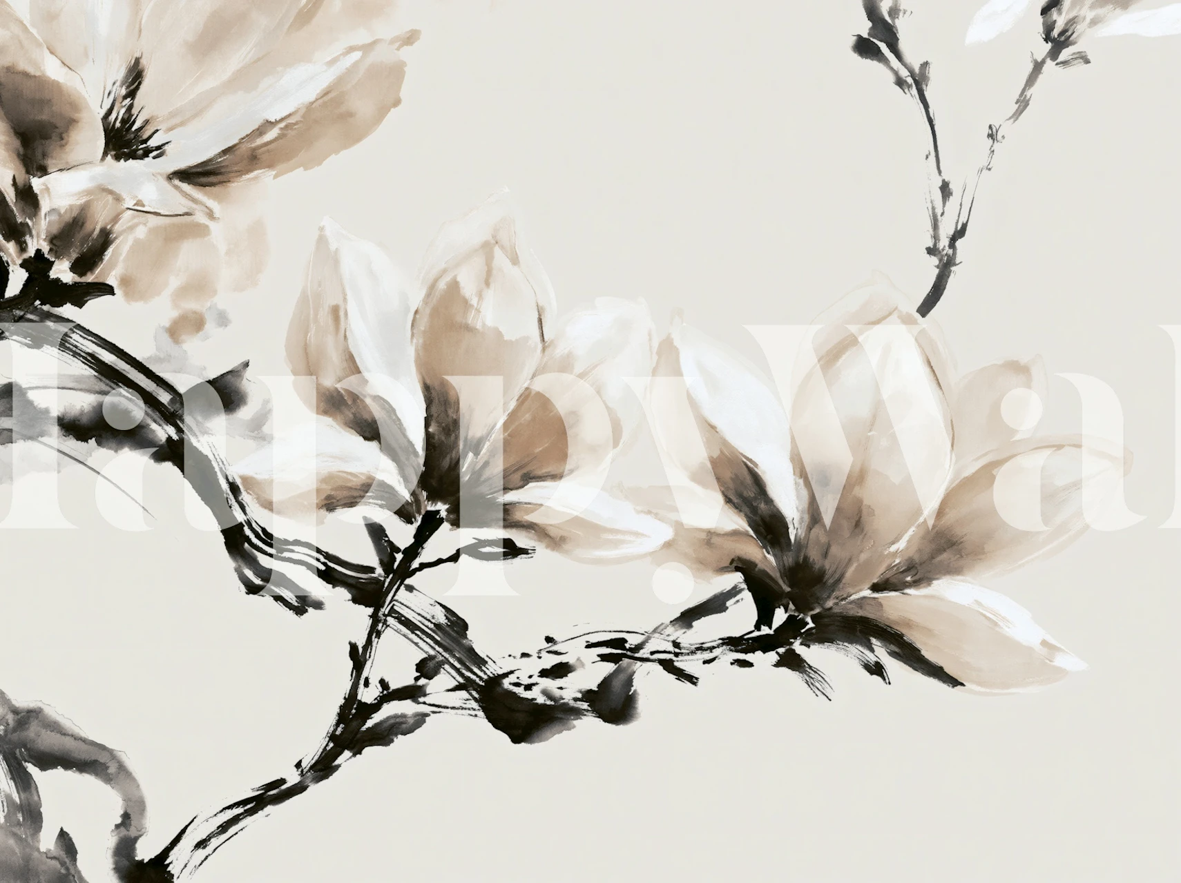 Soft Magnolia Ink Wash tapetti huoneessa