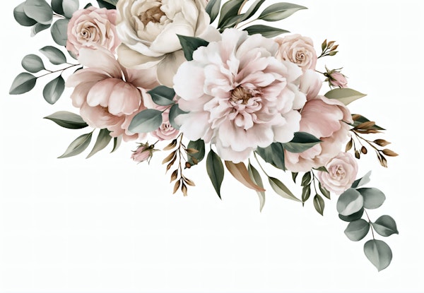 Soft Pink Peonies and Roses