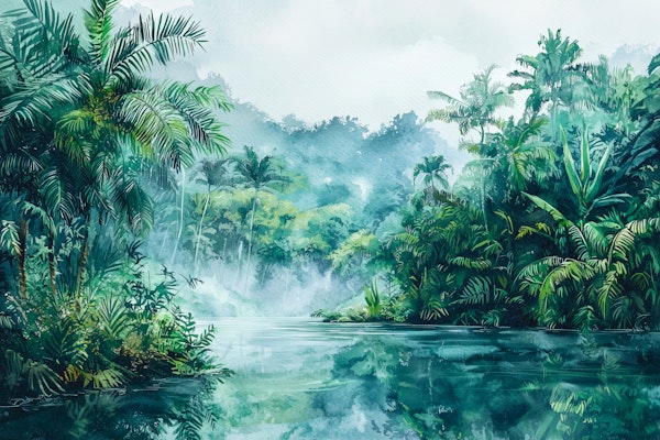 Misty Tropical River Lagoon