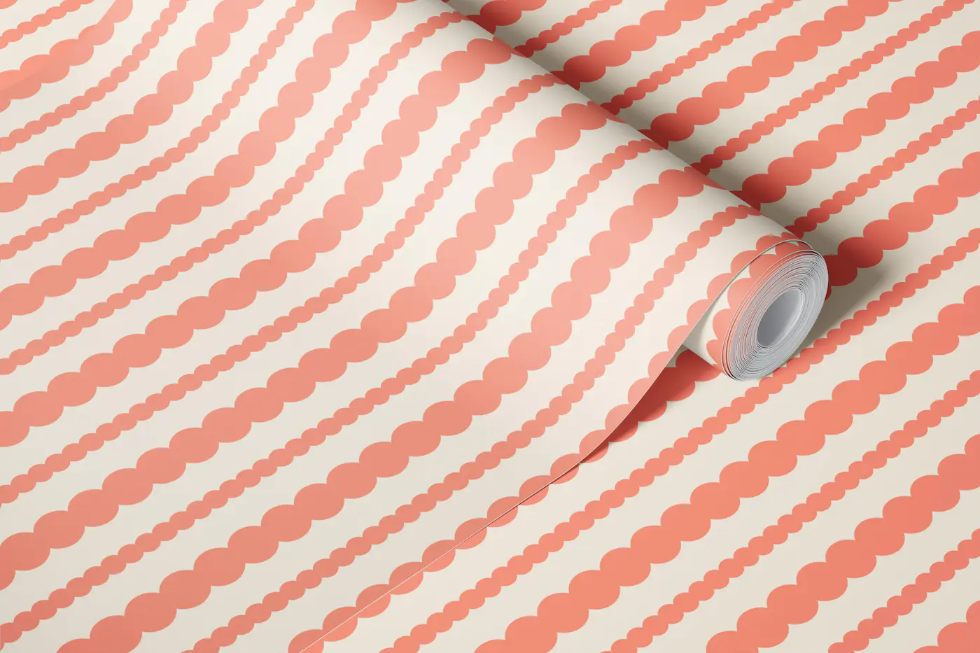 Minimal Coral Beaded Lines wallpaper roll