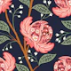 modern chintz fantasy flowers red black