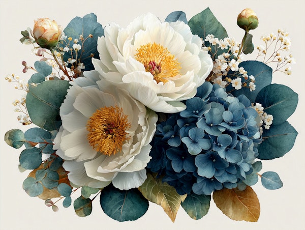 Elegant Peony and Hydrangea Florals
