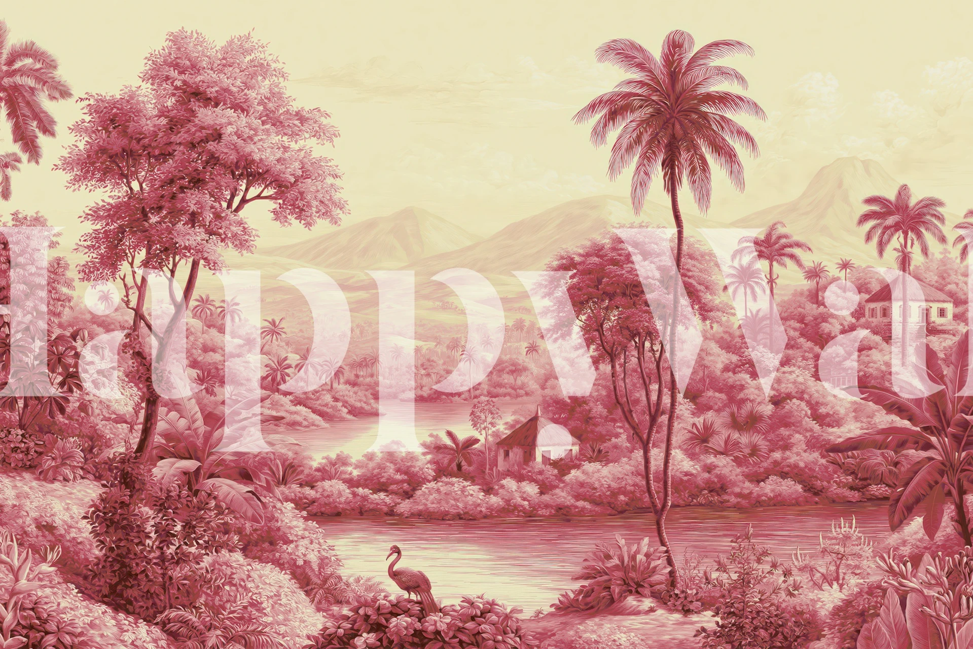 Tropical paradise wallpaper featuring roses