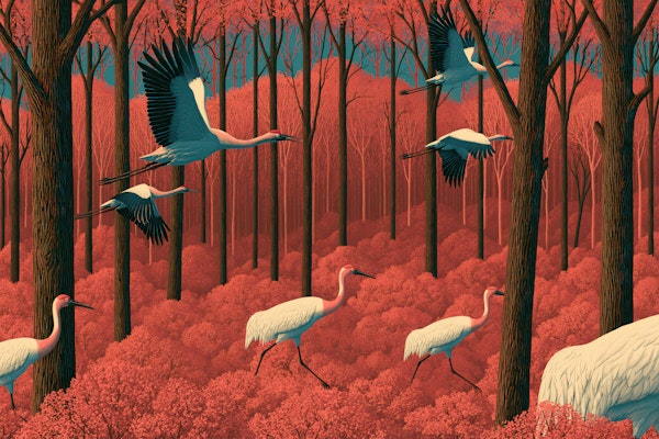 Crimson Crane Forest