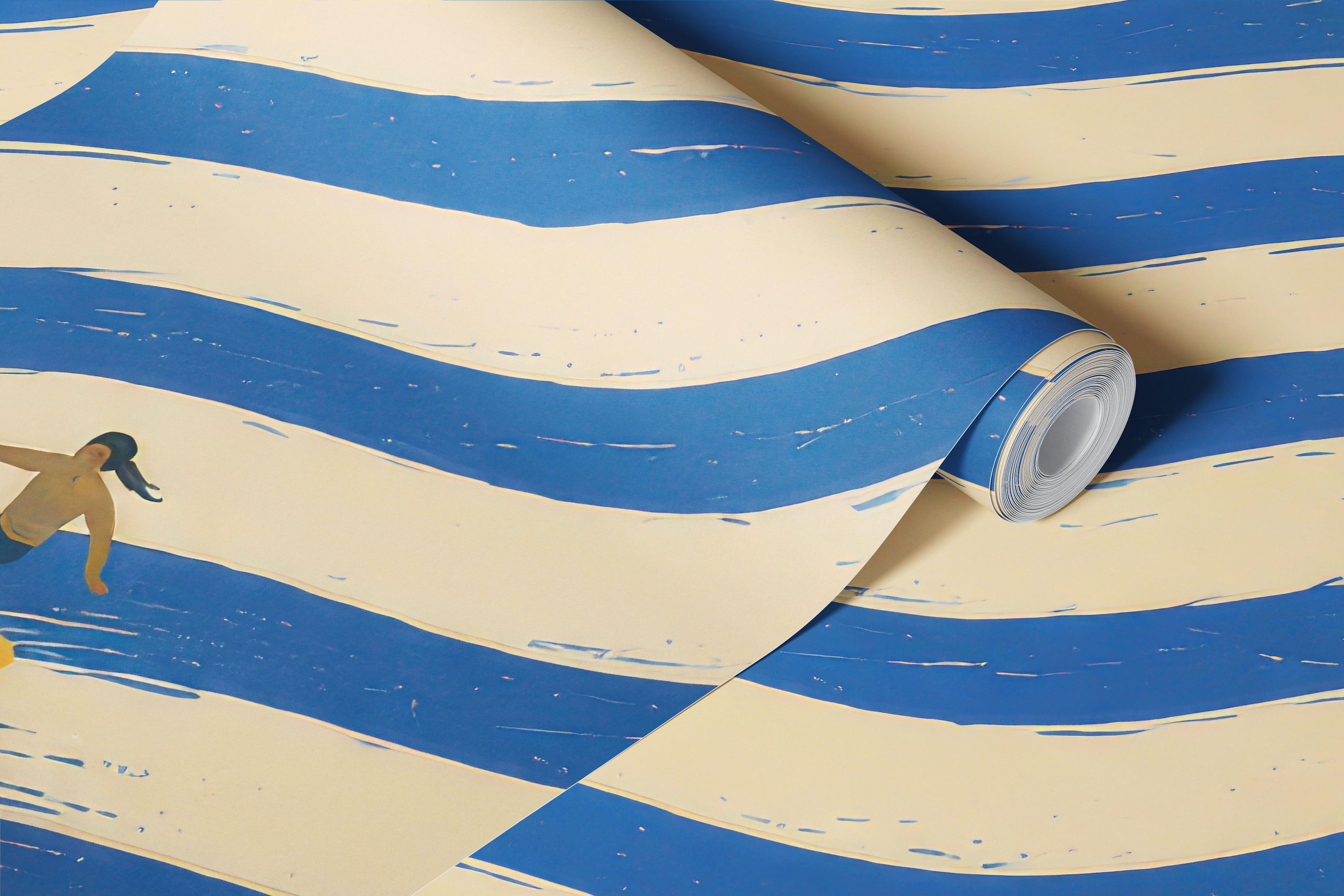 Blue wave surfer wallpaper in a room