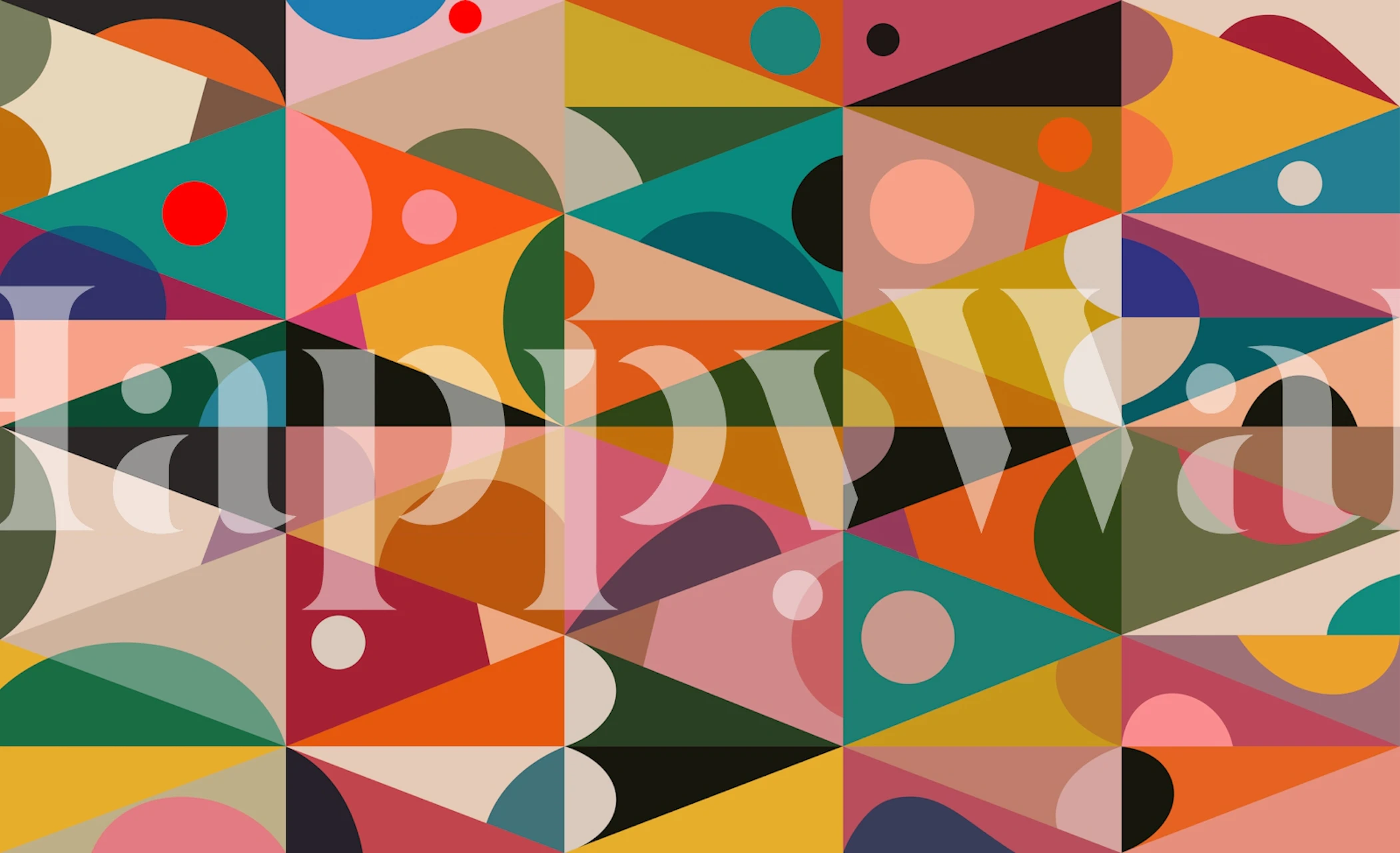 Tapet geometric vibrant în stil Bauhaus într-o cameră