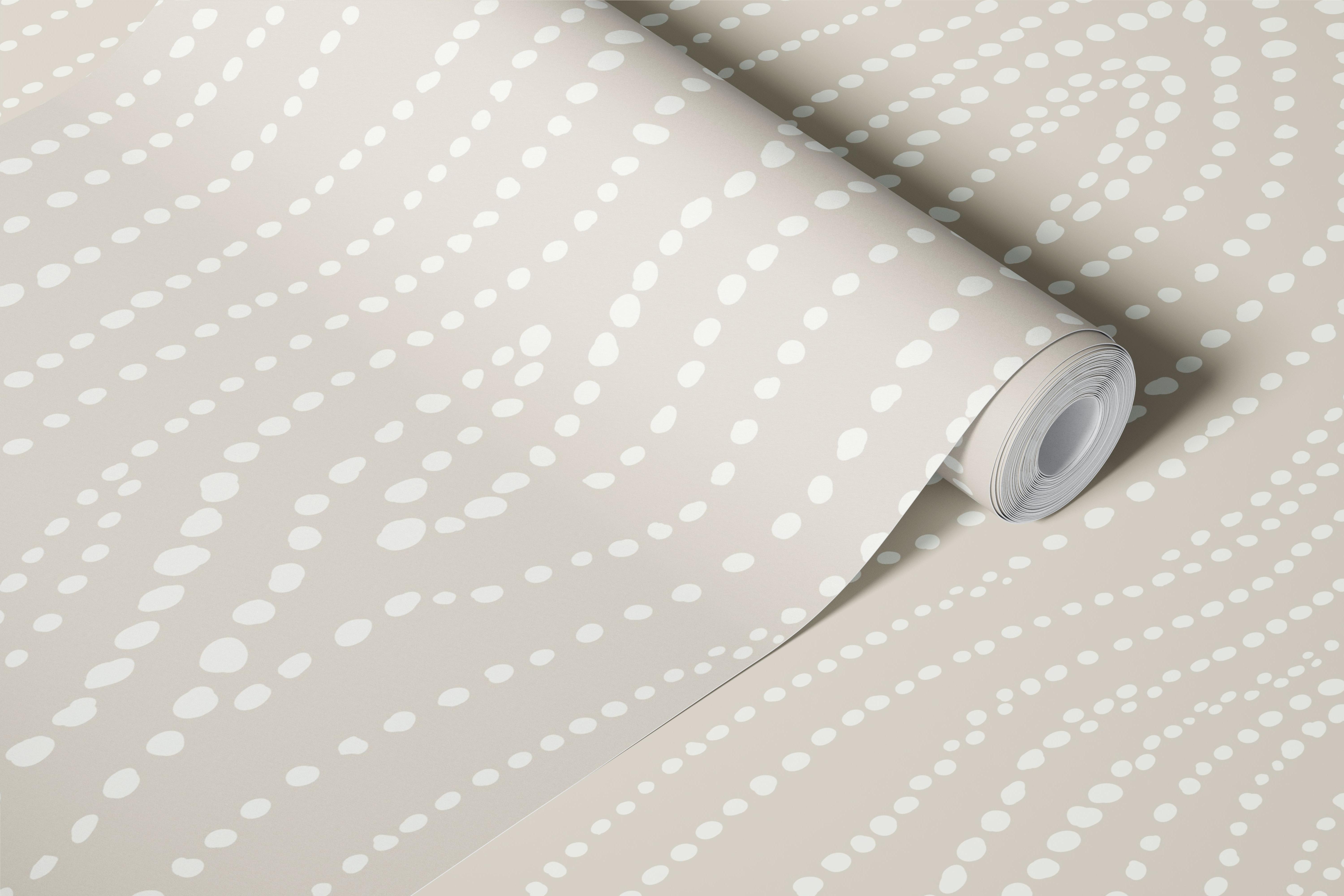 Neutral taupe dotted woodgrain wallpaper in room