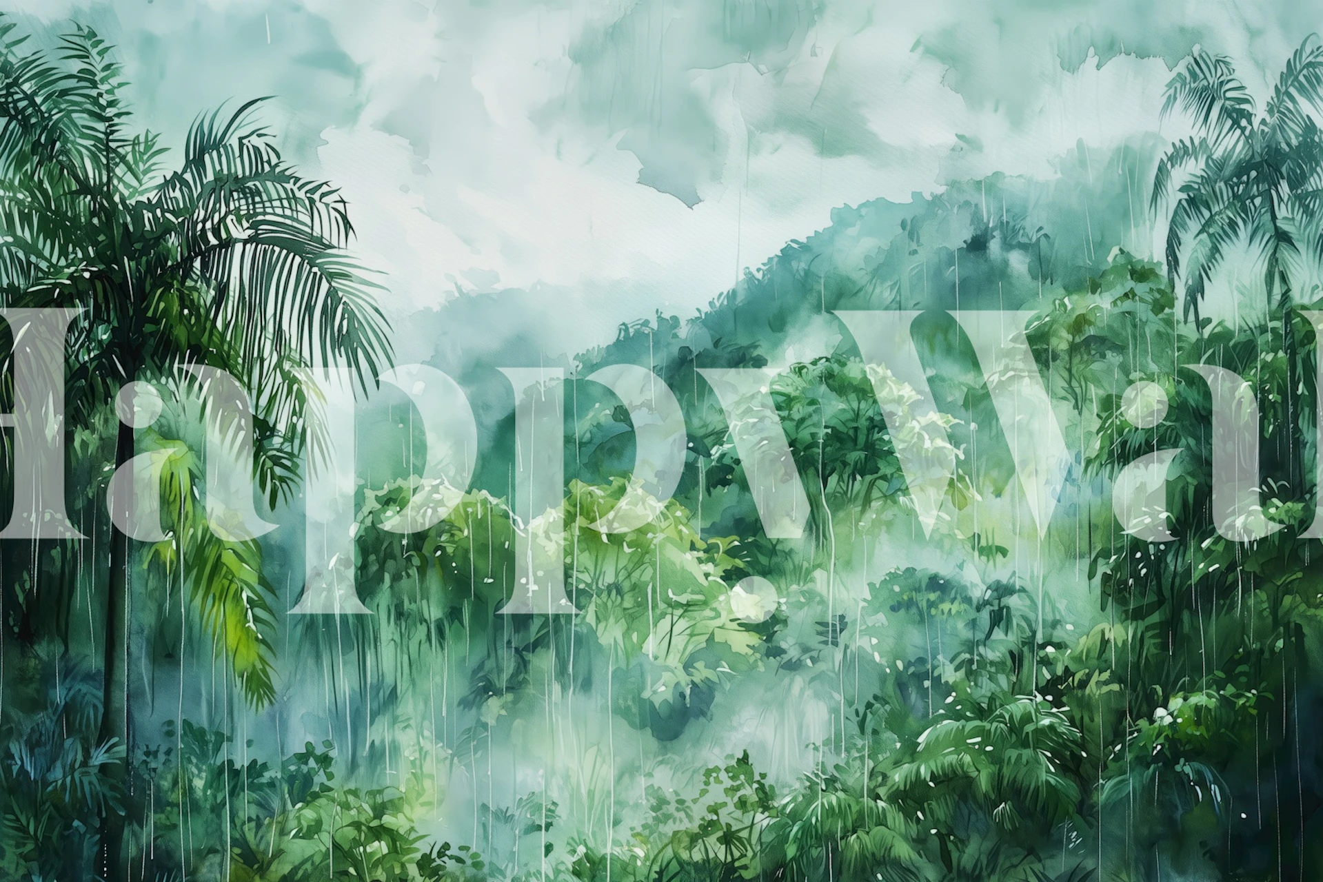Emerald Monsoon Forest wallpaper in a room