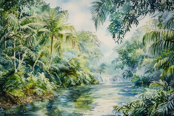 Lush Palm Jungle River