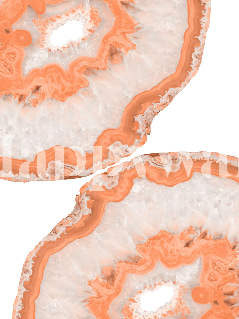 Yin Yang Agate Summer Glam 2 seinämaalaus, jossa on persikka- ja kermaakaattikuvioita