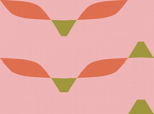 Peach Midcentury Geometric Waves
