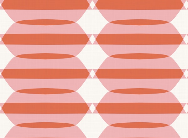 Retro Oval Stripes Coral Pink