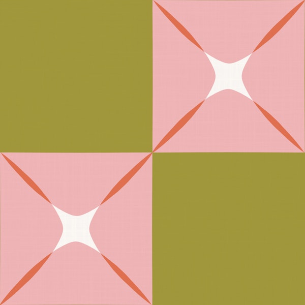 Mid Century Pink Olive Blocks