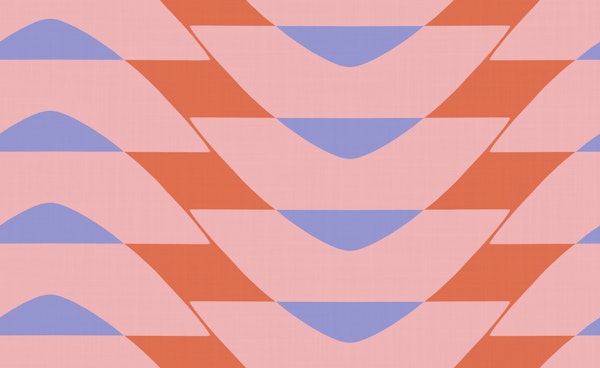 Peach Mid Century Chevron Waves