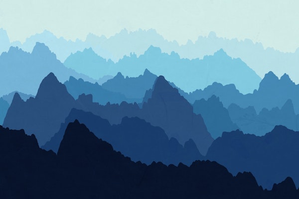 Mountains in Blue Fog