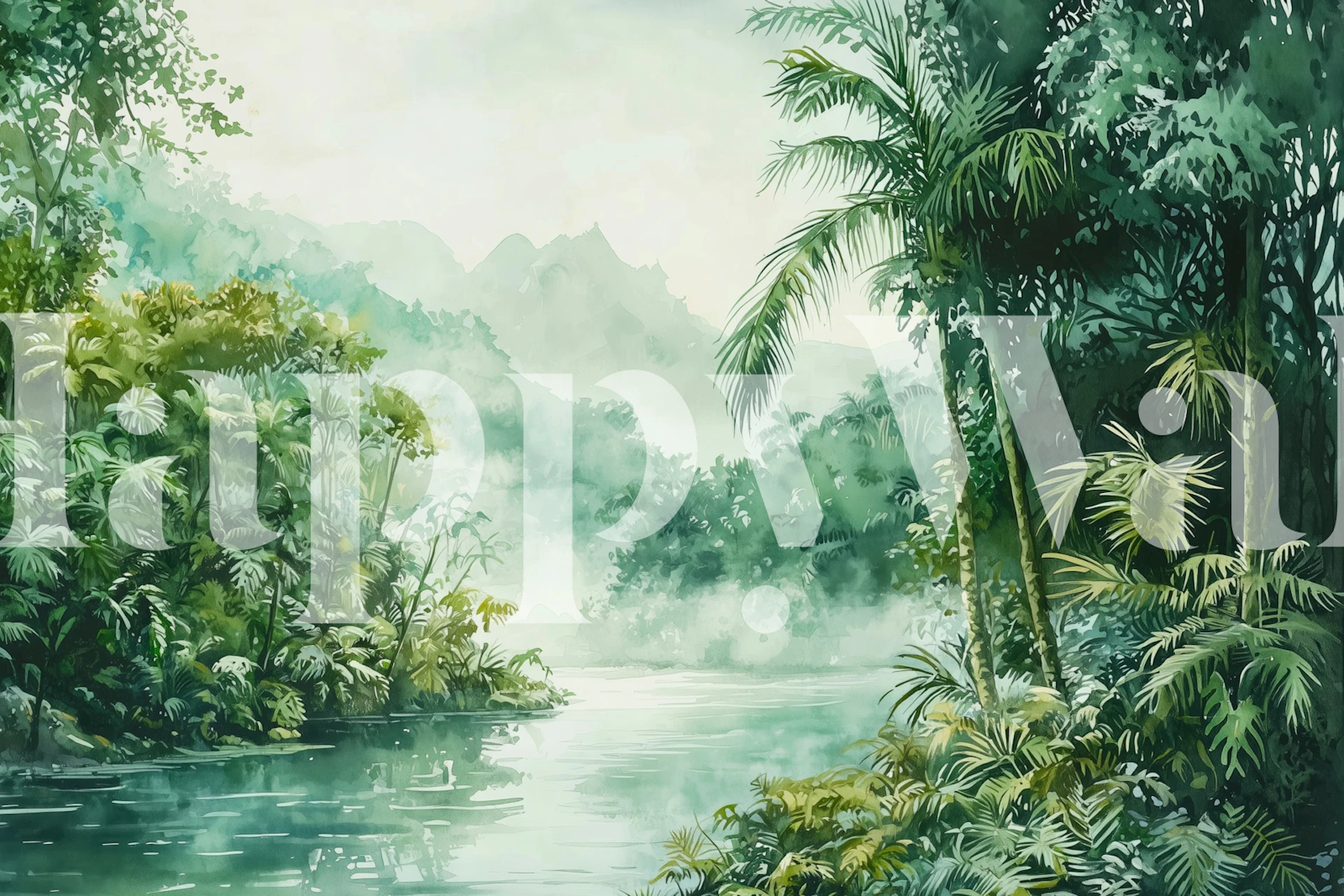 Tropical Palm River Retreat tapet