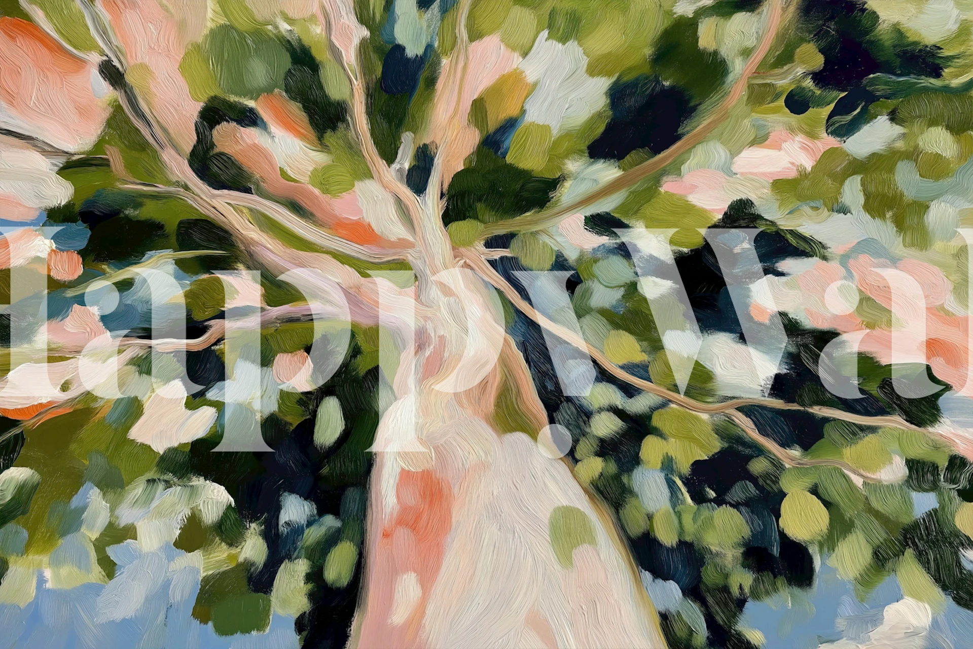 Abstract Eucalyptus Canopy wallpaper in a room