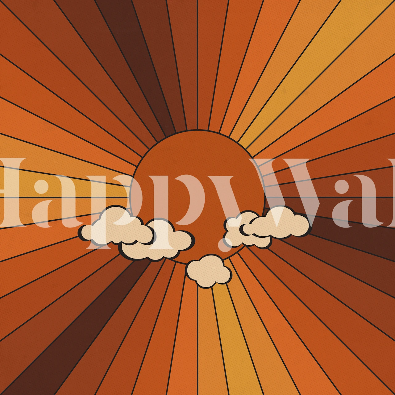 Design de papel de parede Retro Sunshine em um cômodo