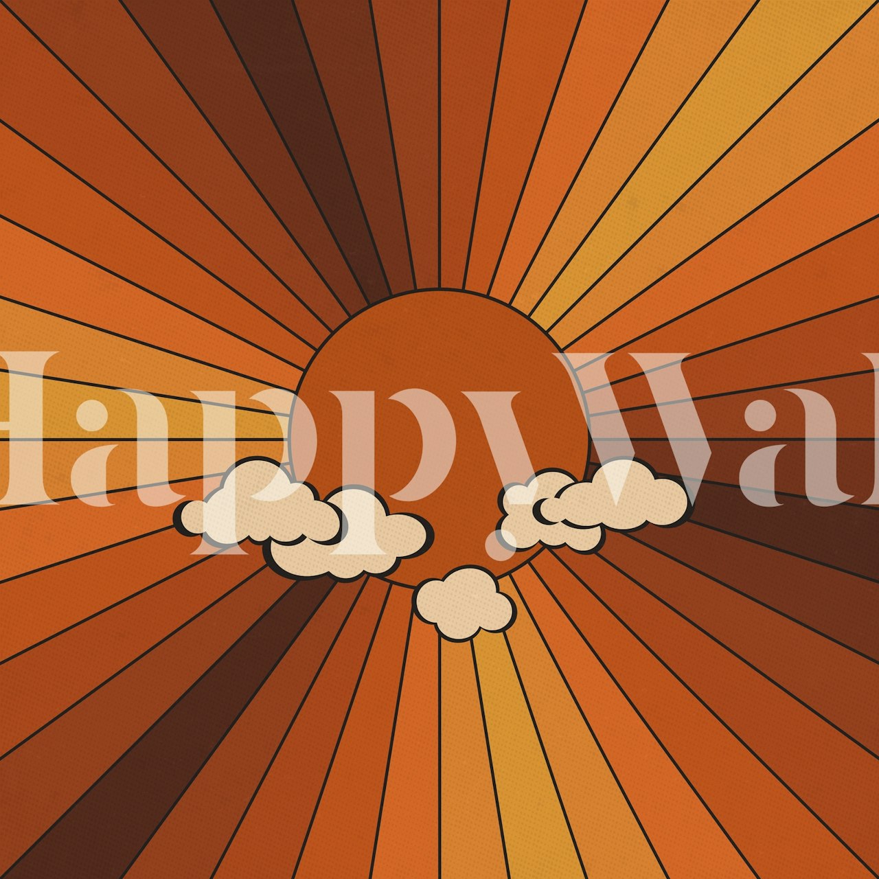 Retro sunburst design in warm orange and yellow colors wallpaper