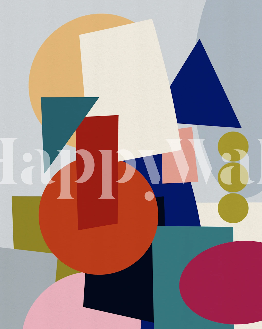 Mid Century Abstract Geometry tapetti huoneessa