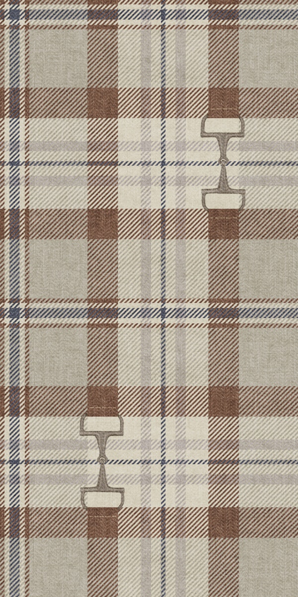 Brown Equestrian Plaid Check with Horse Bit
