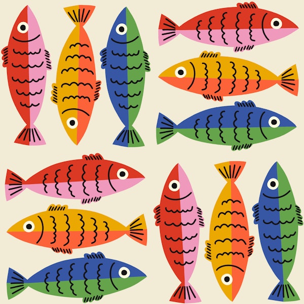 Tropical Fish Modern Coastal Pattern