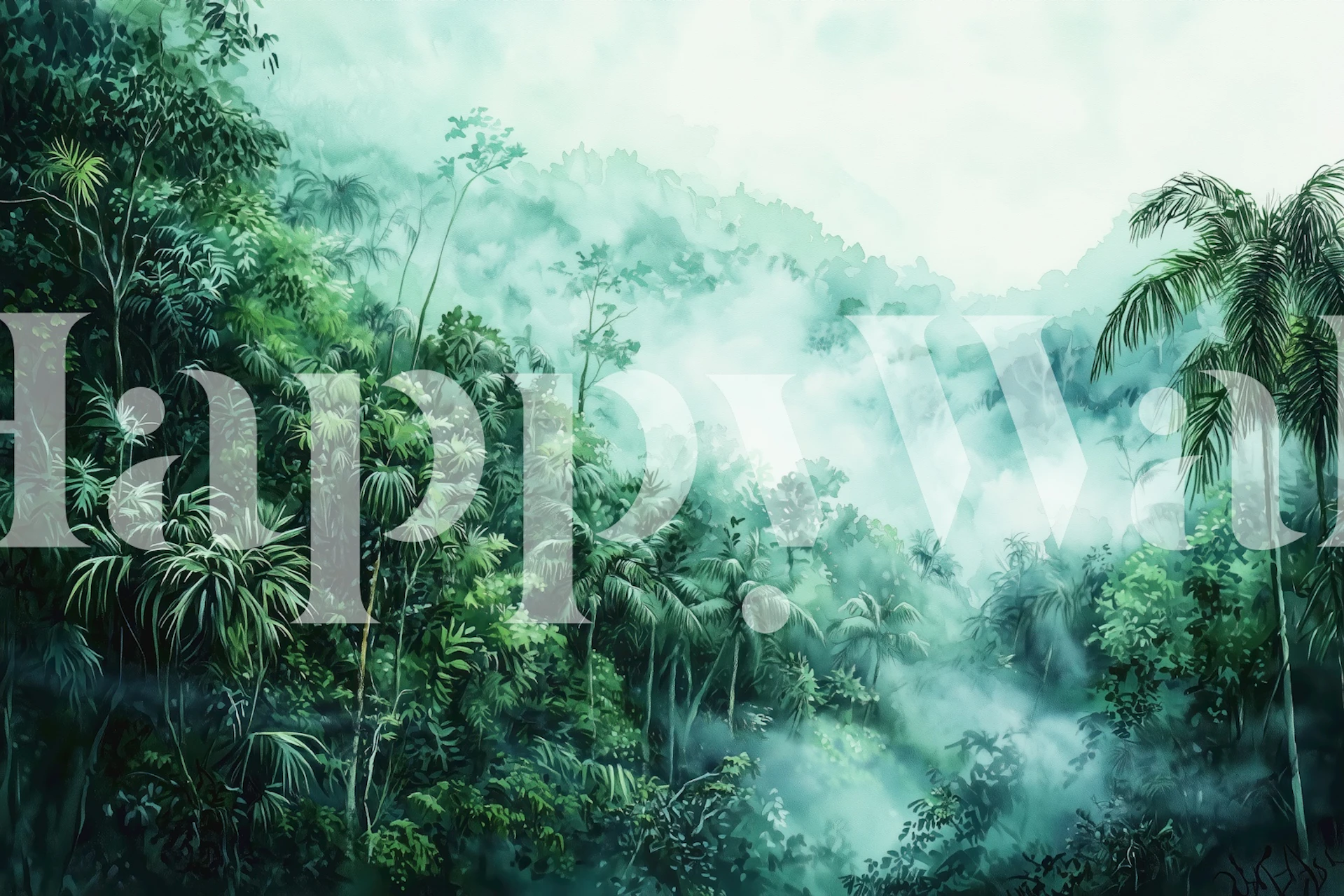 Tapeta Lush Palm Forest Mist u sobi