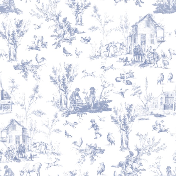 French Countryside Toile Blue