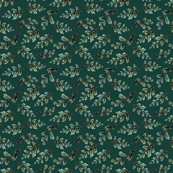 Nordic Winter Pine Forest Green