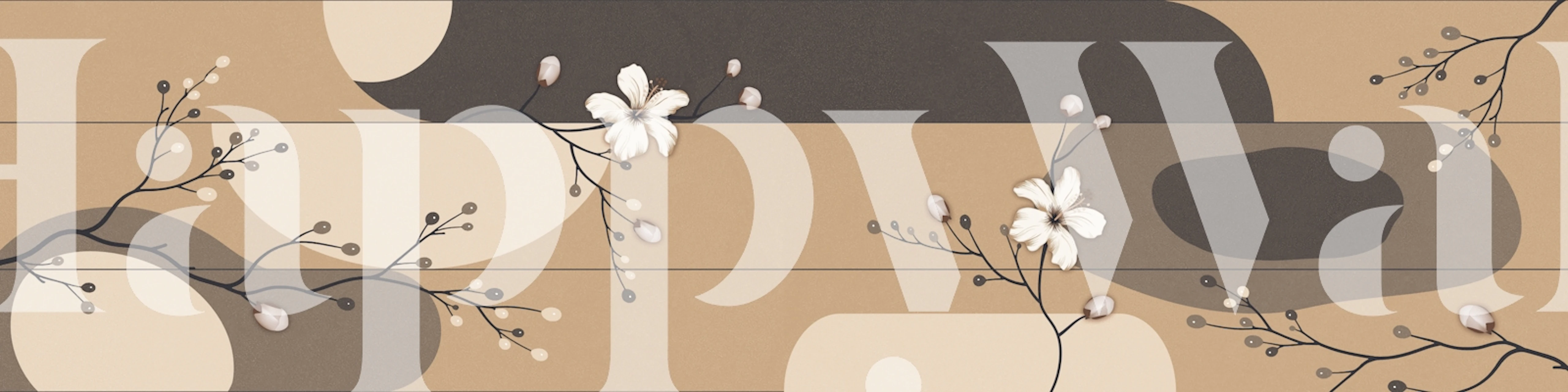 Modern Beige Floral behang