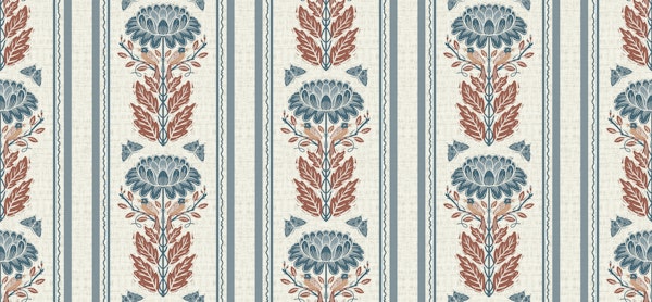 Rust and Teal Folk Flowers