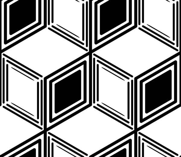 Futuristic tumbling blocks -black and white S