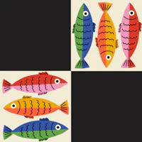 Tropical Fish Plaid Coastal wallpaper