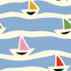 Minimal Sailboat Nautical Waves Blue