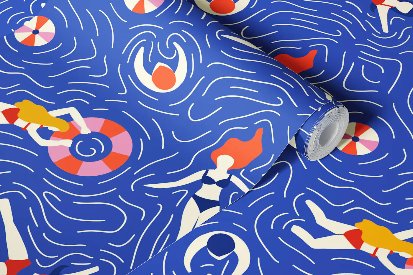 Swimming at Sea Coastal wallpaper roll