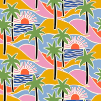 Palm Tree Island Sunset Tropical wallpaper