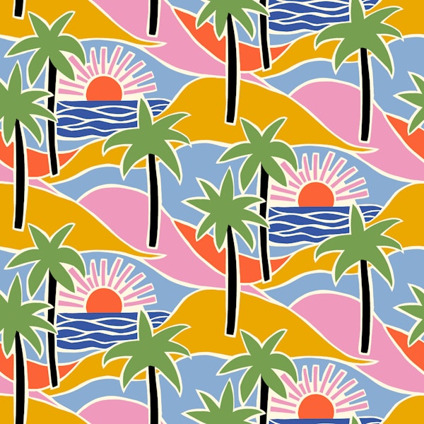 Palm Tree Island Sunset Tropical