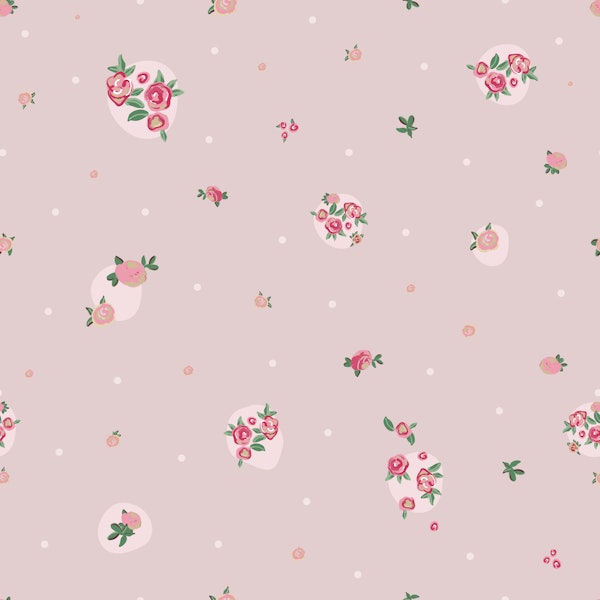 Pastel Rose Clusters on Pink
