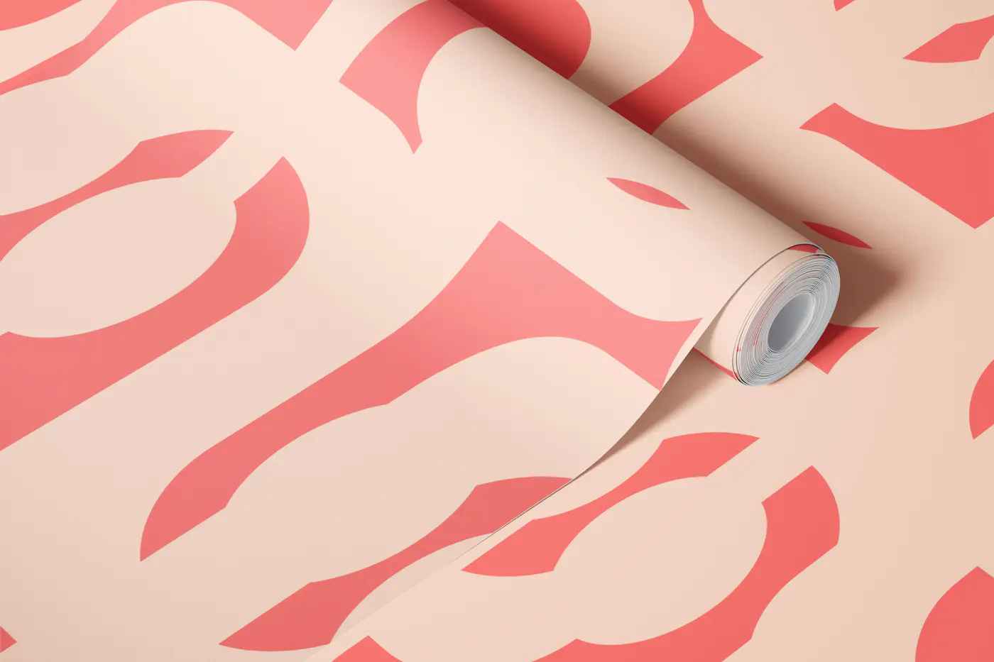 Blush Pink Abstract Geometric Loop Pattern wallpaper roll